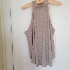Lily White bare shoulder beige shiny night top